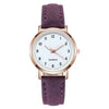 Women's Casual Quartz Watch Alloy Case Imitation Leather Strap Round Dial Frosted Finish