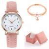 Women's Casual Quartz Watch Alloy Case Imitation Leather Strap Round Dial Frosted Finish