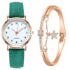Women's Casual Quartz Watch Alloy Case Imitation Leather Strap Round Dial Frosted Finish