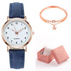 Women's Casual Quartz Watch Alloy Case Imitation Leather Strap Round Dial Frosted Finish