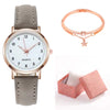 Women's Casual Quartz Watch Alloy Case Imitation Leather Strap Round Dial Frosted Finish