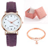 Women's Casual Quartz Watch Alloy Case Imitation Leather Strap Round Dial Frosted Finish