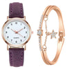 Women's Casual Quartz Watch Alloy Case Imitation Leather Strap Round Dial Frosted Finish
