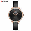 Women's Casual Quartz Watch Metal Case Imitation Leather Strap Round Dial Mineral Strengthened Glass Mirror