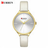 Women's Casual Quartz Watch Metal Case Imitation Leather Strap Round Dial Mineral Strengthened Glass Mirror