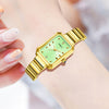 Women's Casual Quartz Watch With Alloy Case Bamboo Strap And Rectangle Dial
