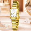Women's Casual Quartz Watch With Alloy Case Bamboo Strap And Rectangle Dial