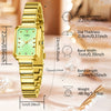 Women's Casual Quartz Watch With Alloy Case Bamboo Strap And Rectangle Dial