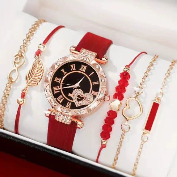 Women's Casual Quartz Watch With Metal Case Imitation Leather Strap And Round Dial