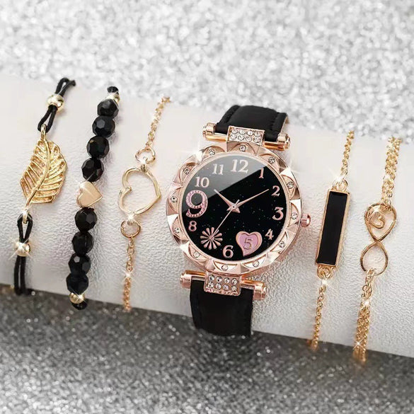 Women's Casual Quartz Watch With Metal Case Imitation Leather Strap And Round Dial