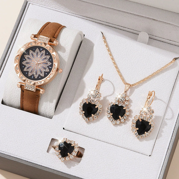 Women's Casual Quartz Watch With Round Dial Pin Buckle Imitation Leather Strap And Alloy Case