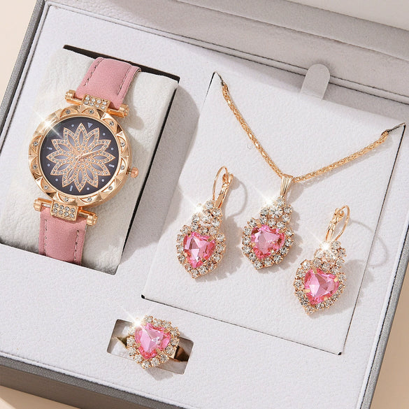 Women's Casual Quartz Watch With Round Dial Pin Buckle Imitation Leather Strap And Alloy Case