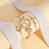 Women's Casual Quartz Watch With Round Heartshaped Gemstone And Steel Band Made Of Zinc Alloy And Alloy