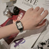 Women's Casual Retro Rectangular Alloy Belt Watch In Artistic Style