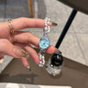 Women's Casual Round Dial Alloy Case Pearl Bracelet Watch With Stainless Steel Jewelry Buckle