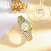 Women's Casual Round Diamond Dial Alloy Case Stainless Steel Band Watch