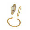 Women's Casual Round Diamond Dial Alloy Case Stainless Steel Band Watch