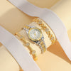 Women's Casual Round Diamond Dial Alloy Case Stainless Steel Band Watch