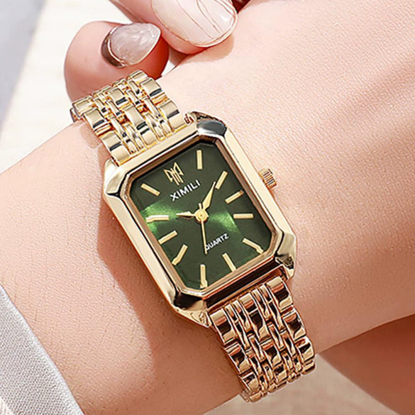 Women's Casual Square Alloy And Stainless Steel Band Fashion Quartz Watch