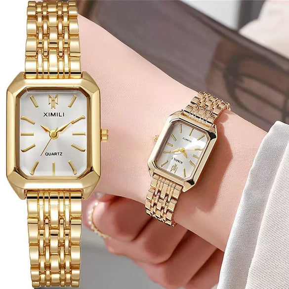Women's Casual Square Alloy And Stainless Steel Band Fashion Quartz Watch