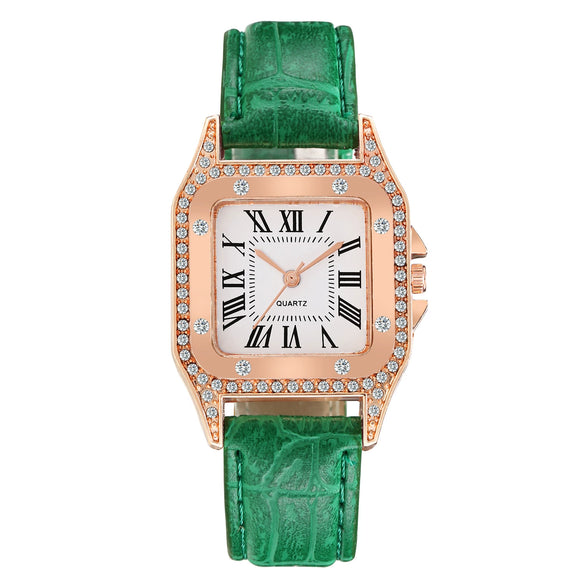 Women's Casual Square Alloy Case Imitation Leather Strap Watch