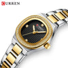 Women's Casual Square Dial Quartz Watch With Alloy Band And Rhinestones