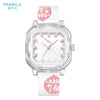 Women's Casual Square Silicone Band Alloy Case Stainless Steel Buckle Quartz Watch