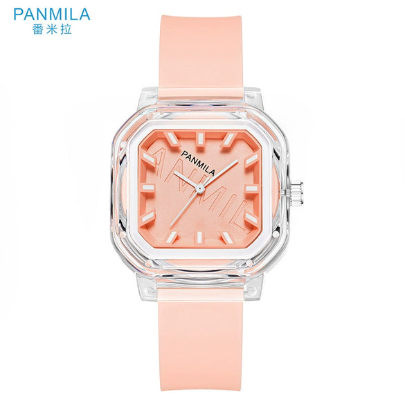 Women's Casual Square Silicone Band Alloy Case Stainless Steel Buckle Quartz Watch