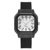 Women's Casual Square Silicone Band Alloy Case Stainless Steel Buckle Quartz Watch