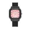 Women's Casual Square Silicone Band Alloy Case Stainless Steel Buckle Quartz Watch