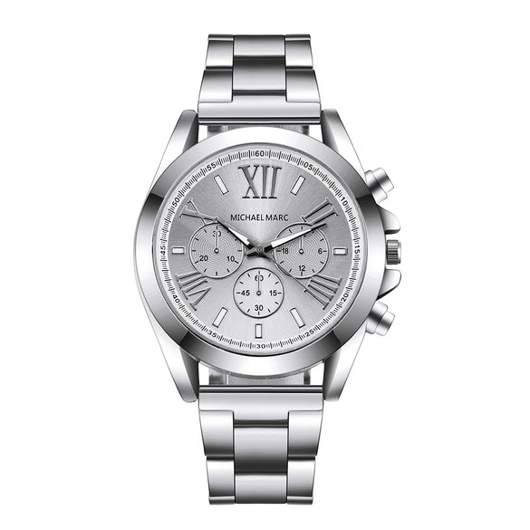 Women's Casual Stainless Steel And Alloy Quartz Watch With Round Dial