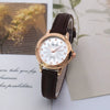 Women's Casual Student Quartz Belt Watch Diamondencrusted Sun Pattern Alloy Buckle Imitation Leather Strap Round Dial