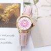 Women's Casual Student Quartz Belt Watch Diamondencrusted Sun Pattern Alloy Buckle Imitation Leather Strap Round Dial