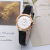 Women's Casual Student Quartz Belt Watch Diamondencrusted Sun Pattern Alloy Buckle Imitation Leather Strap Round Dial
