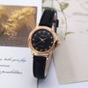 Women's Casual Student Quartz Belt Watch Diamondencrusted Sun Pattern Alloy Buckle Imitation Leather Strap Round Dial