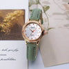 Women's Casual Student Quartz Belt Watch Diamondencrusted Sun Pattern Alloy Buckle Imitation Leather Strap Round Dial