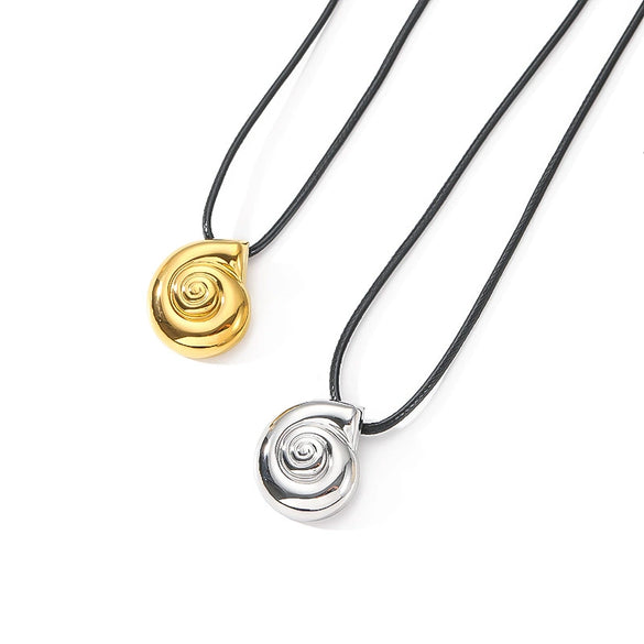 Women's Casual Style Geometric Conch Titanium Steel And Stainless Steel Necklace With Electroplating And O Shaped Chain