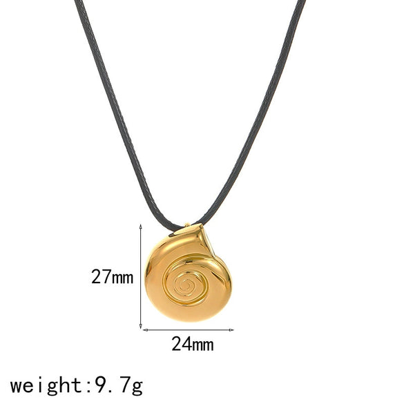 Women's Casual Style Geometric Conch Titanium Steel And Stainless Steel Necklace With Electroplating And O Shaped Chain