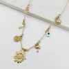 Women's Casual Style Stainless Steel Geometric Oil Dripping Heart Flower Sun Rope Clavicle Chain With Electroplating