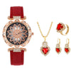 Women's Casual Watch Bracelet Suit Alloy Case Imitation Leather Strap Round Dial
