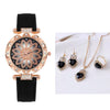 Women's Casual Watch Bracelet Suit Alloy Case Imitation Leather Strap Round Dial