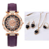 Women's Casual Watch Bracelet Suit Alloy Case Imitation Leather Strap Round Dial