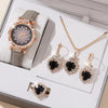 Women's Casual Watch Bracelet Suit Alloy Case Imitation Leather Strap Round Dial