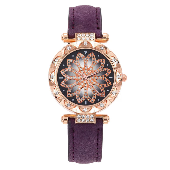 Women's Casual Watch Bracelet Suit Alloy Case Imitation Leather Strap Round Dial