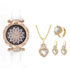 Women's Casual Watch Bracelet Suit Alloy Case Imitation Leather Strap Round Dial