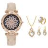 Women's Casual Watch Bracelet Suit Alloy Case Imitation Leather Strap Round Dial