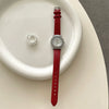 Women's Casual Watch With Round Dial Imitation Leather Strap Metal Case And Stainless Steel Buckle