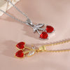 Women's Cherry Fruit Shape Copper O Word Chain Necklace Light Luxury Niche Style With Electroplating