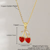 Women's Cherry Fruit Shape Copper O Word Chain Necklace Light Luxury Niche Style With Electroplating
