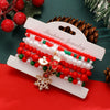 Women's Christmas Beaded Stack Bracelet With Dripping Oil Snowflake Santa Bell Elk And Christmas Tree Charms
